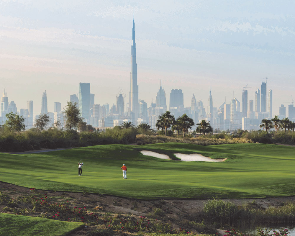 golf course construction at dubai hills